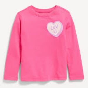 Girls Old Navy Toddler Long Sleeve Valentine Hearts Holiday Shirt 2T NWT Luv U